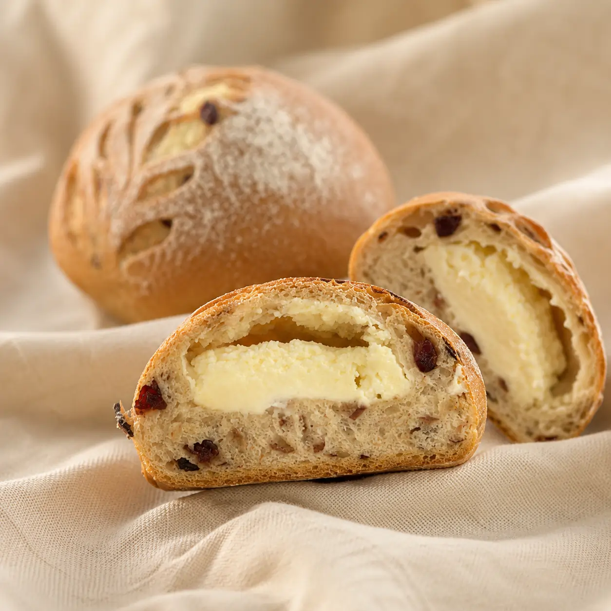 Cranberry Cream Cheese Buns — inside