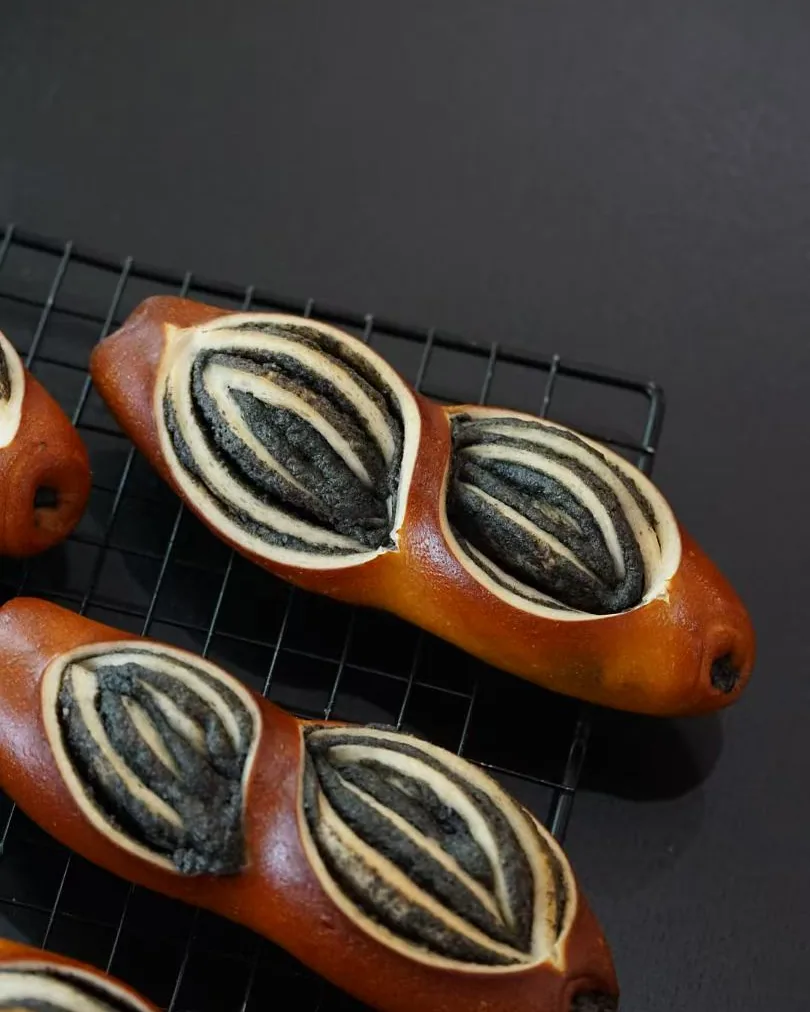 Black Sesame Filled Soft Pretzel