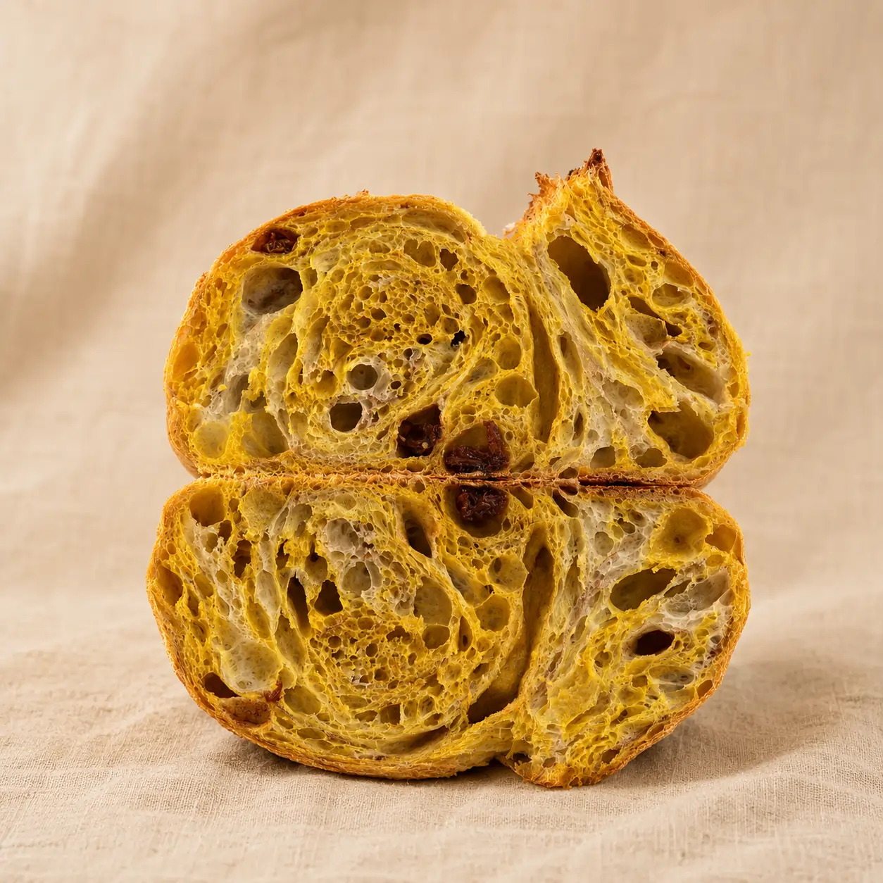 Turmeric, Cinnamon & Raisin Sourdough — inside